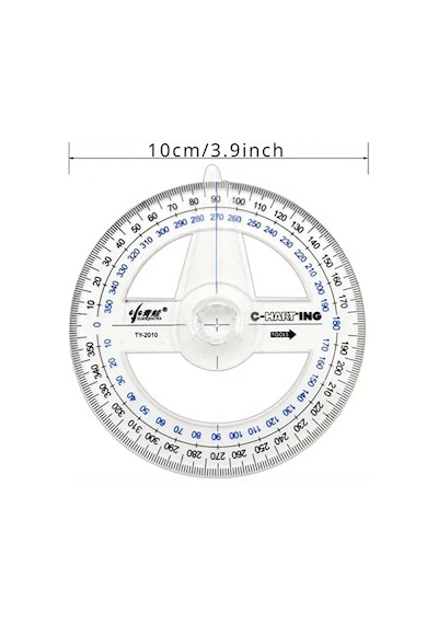 360 Protractor Cetvel, Şeffaf Matematik, Geometri, Tasarım Ve Sanat Projeleri İçin İdeal-1ad Çok Renkli