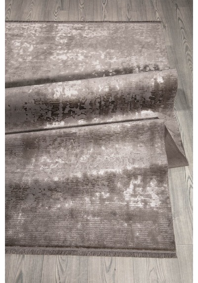 Vizon Rengi Vintage Bambu Altı Kaymaz Makine Dokuma Halı-101 Gri - Antrasit