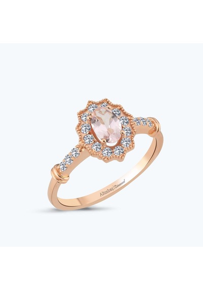 Altınbaş Pırlanta Morganite Taşlı Oval Yüzük Pnf001pmrg-14k