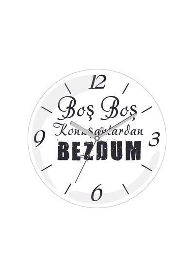 Boş Boş Konuşanlardan Bezdum Çap 30cm Sessiz Akar Bombeli Gerçek Cam Duvar Saati Siyah