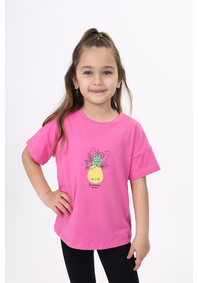 Toontoy Kids Toontoy Kız Çocuk Baskılı Bisiklet Yaka Kısa Kollu Tişört Fusya Toontoy Kids Toontoy Kız Çocuk Baskılı Bisiklet Yaka Kısa Kollu Tişört Fusya