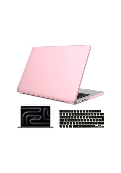 Novstrap Apple Uyumlu MacBook Pro 14 İnç M3 A2992 A2918 İle Parlak Kılıf + Siyah Klavye Kılıfı +film