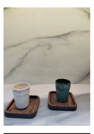 2 Li Ahşap Md Deer Espresso Fincan Seti