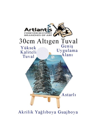 Altıgen Tuval 30 Cm 2 Adet Arkadan Zımbalı Astarlı Resim Tuvali Akrilik Boya Yağlı Boya Altıgen Şekil Tuval Ressam Sanat