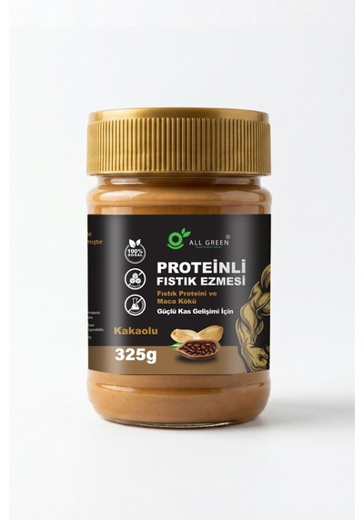 Proteinli Fıstık Ezmesi Kakao Fıstık Proteini, Maca Kökü Tozu, Kakao İle 325 Gr