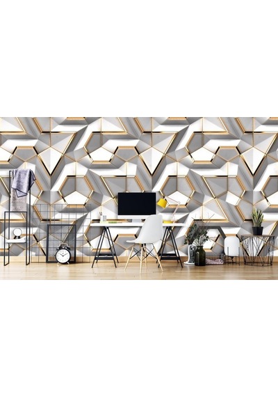 3 Boyutlu  Geometrik Desen Duvar Kağıdı