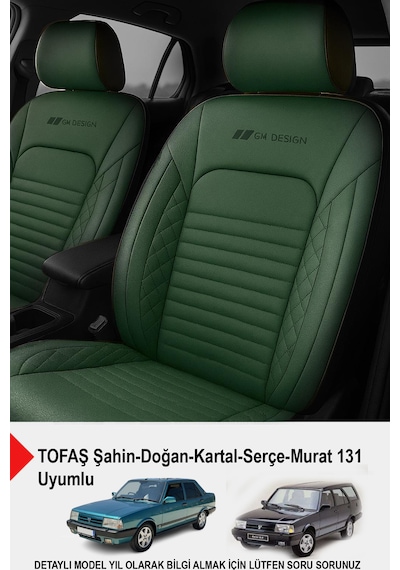İstanbul Serisi Deri Oto Koltuk Kılıfı Tofaş Kartal-şahin-doğan-serçe-tempra Uyumlu Yeşil