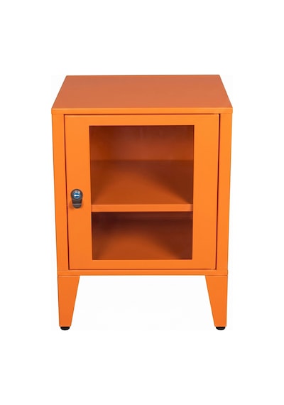 Alfafonet Ziglat Serisi Kilitli Metal Home Office Dolabı Cam Kapaklı Turuncu Ral 2004 450x600x450 Mm