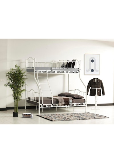 Teknor 3 Kişilik Ebeveyn Yatak Odası 3lü Yazlık Misafir Metal Ranza 140 190 + 90 190 Cm