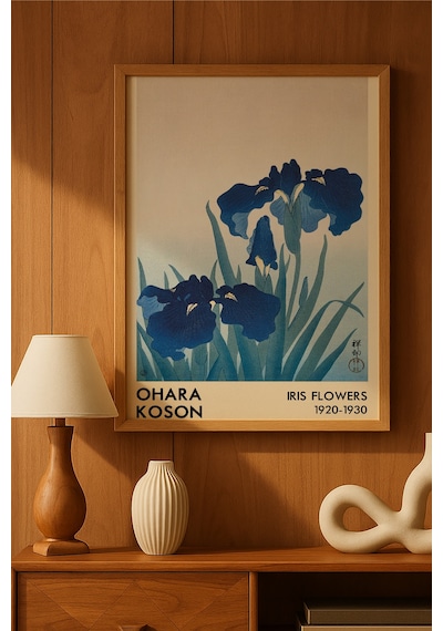 Ohara Koson Doğal Ahşap Çerçeveli Poster, Dekoratif Sanatsal Duvar Tablosu