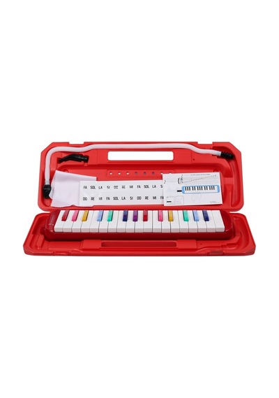 32 Tuşlu Plastik Çantalı Kırmızı Melodika