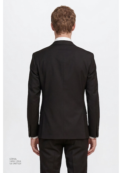 AC&Co / Altınyıldız Classics Erkek Siyah Slim Fit Dar Kesim Mono Yaka Takım Elbise 4A3023100061SYH566N Siyah