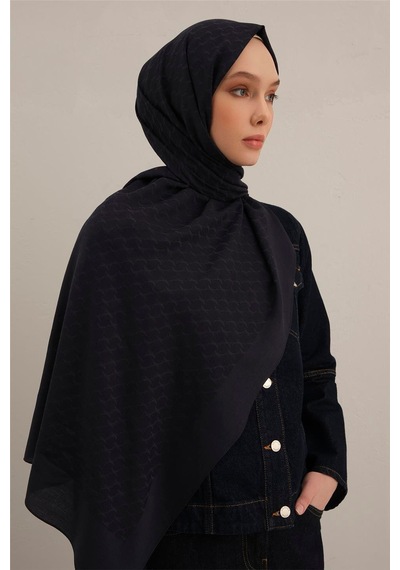 Armine Link Desen Bambu Cotton Şal 2 Koyu Lacivert