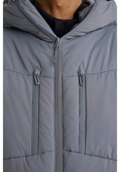 Defacto Defactofit Su İtici Regular Fit Kapüşonlu Fermuarlı Su Geçirmez Mont C6053ax25wngr311 Gri