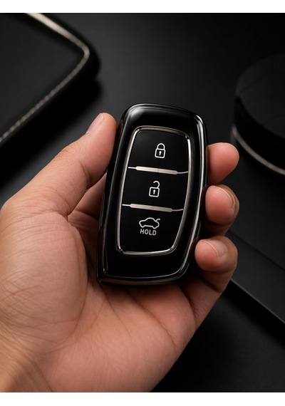 Autohan Keys Lüx Anahtar Kılıfı, Siyah-gümüş Renk, Nano Koruma Teknolojili, Tucson Elentra Bayon İçin Uyumlu, An