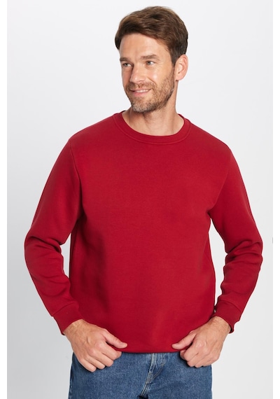 Tudors Unisex Relax Fit Rahat Kesim Pamuklu 3 İplik İçi Polarlı Basic Bordo Bisiklet Yaka Sweatshirt-25825