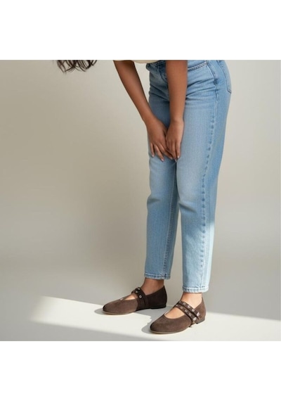 Ne&ve Shoes Kahve Süet Hakiki Deri Kadın Çift Kapsüllü Babet Kahverengi