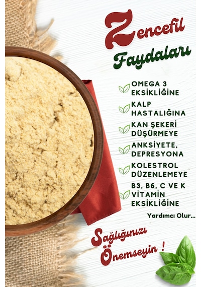 Yörem Afyon Sağlık Dostu Besin Değeri Korunarak Öğütülmüş Toz Zencefil Zingiber Officinale 60gr