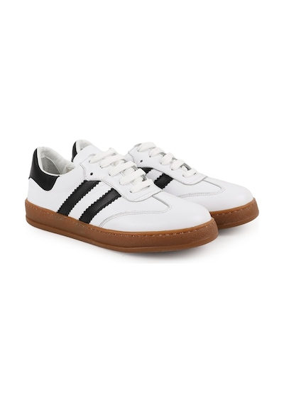 Lbr Kadın Sneaker Hakiki Deri Çift Şerit Çizgili Bağcıklı T-burun Karamel Kauçuk Taban Retro Ayakkabı L075.2324 Beyaz-siyah Lbr Kadın Sneaker Hakiki Deri Çift Şerit Çizgili Bağcıklı T-burun Karamel Kauçuk Taban Retro Ayakkabı L075.2324 Beyaz-siyah