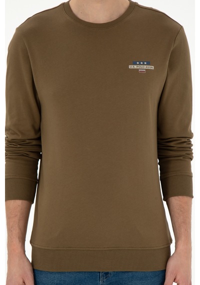 U.S. Polo Assn. Erkek Regular Fit Bisiklet Yaka Haki Sweatshirt 50293742-VR027