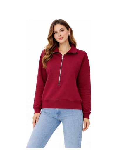 Bebuy Sweatshirt Yarım Fermuarlı Bordo