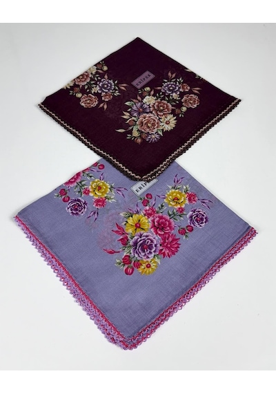 Eripek 2'li Paket Oyalı Pamuk Yazma 6594 Bordo-lila