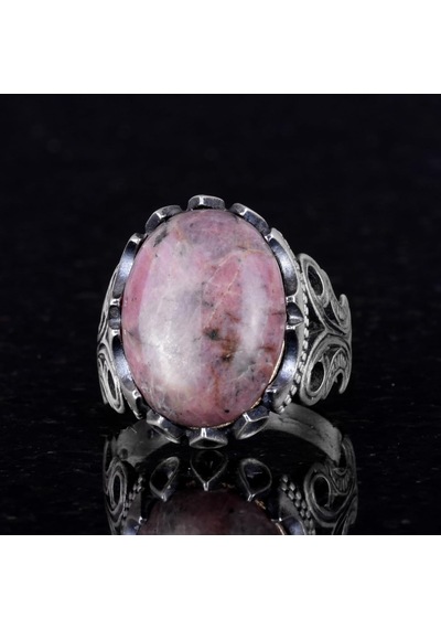 925 Ayar Katı Gümüş Erkek Yüzük - Doğal Taş Seçenekleri İle El Yapımı Tasarım Rhodonite Gümüş