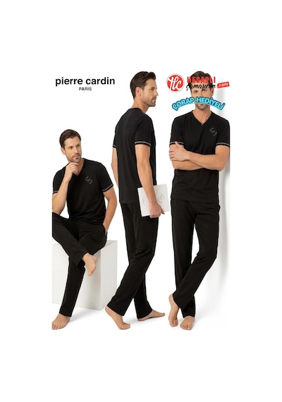 Pierre Cardin Paris Premium Erkek V Yaka Cepli %100 Pamuklu Penye Rahat Kalıp Kısa Kollu Pijama Takım Siyah Pierre Cardin Paris Premium Erkek V Yaka Cepli %100 Pamuklu Penye Rahat Kalıp Kısa Kollu Pijama Takım Siyah