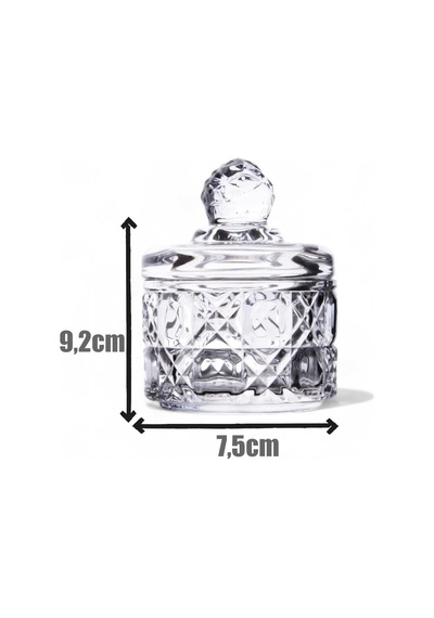 Lexroo Lüx Kristal Mini Cam Şekerlik & Cam Lokumluk, Kesme Cam Lüx Şekerlik 7.5cm 9.2cm - 06643 Çok Renkli