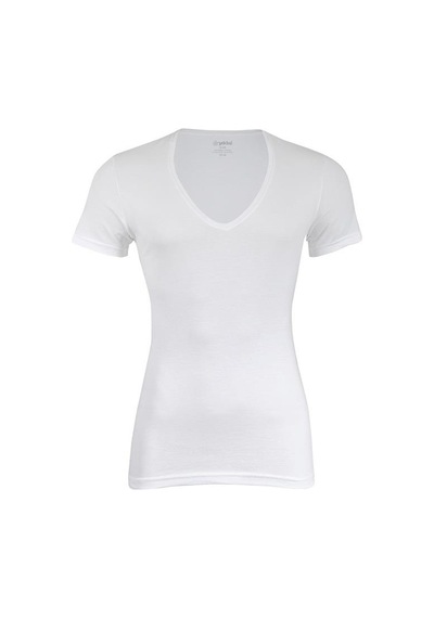 6 Adet Yıldız Erkek Likralı Derin V Yaka T-Shirt Fanila Beyaz 355