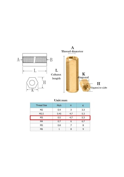 20mm M3 Dişi-dişi Metal Distans Aralayıcı Spacer