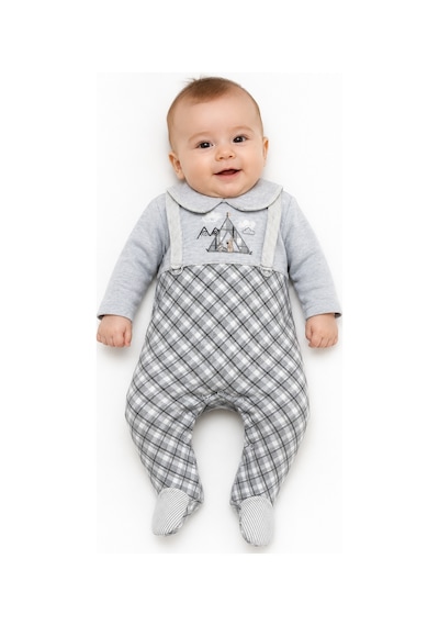 Babyhola Erkek Bebek Tavşan Desenli Patikli Tulum 12536 Gri
