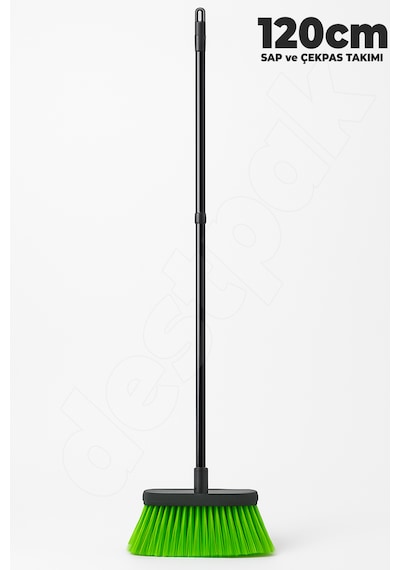 Saplı Ev Fırçası - Ekstra Kaliteli - 120cm Sap - Demonte Sap - Uzun Fırça Kılı - Oto Fırçası