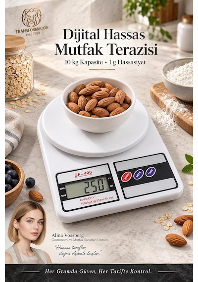 Dijital Hassas Mutfak Terazisi 10 Kg Elektronik Tartı Mutfak Kuför 720704 Çok Renkli