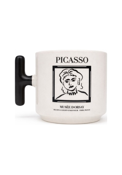 Picasso Line Art T Kulp Seramik Kupa Beyaz - Çok Renkli