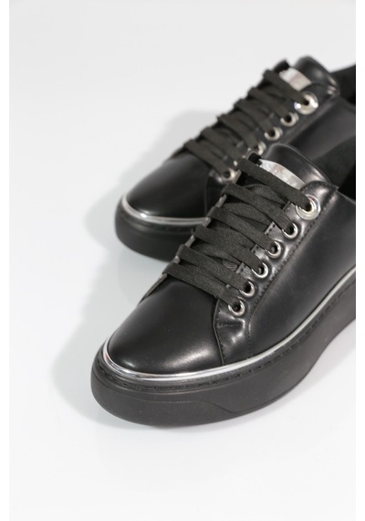 Dgn 2555 Kadin Sneakers Ayakkabi Siyah Siyah Gümüş
