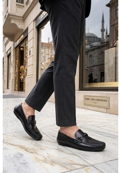 Pierre Cardin 90155 Rahat Esnek Hakiki Deri Erkek Loafer Ayakkabı Siyah