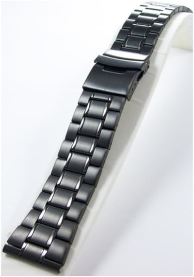 24Mm Siyah Metal Saat Kordonu Çelik Kolçak 1.Kalite Kayış Şeritli
