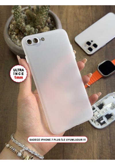 Apple iPhone 7 Plus Uyumlu Süper İnce Mat Ultra Thin Silikon Kılıf Şeffaf
