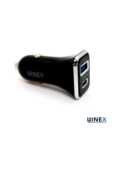 Winex Usba-Pd18W Çift Çıkışlı Araç Şarj Aleti Siyah