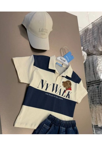 Baby Lory Kids Store Erkek Çocuk Polo Tshirt Beyaz - Lacivert