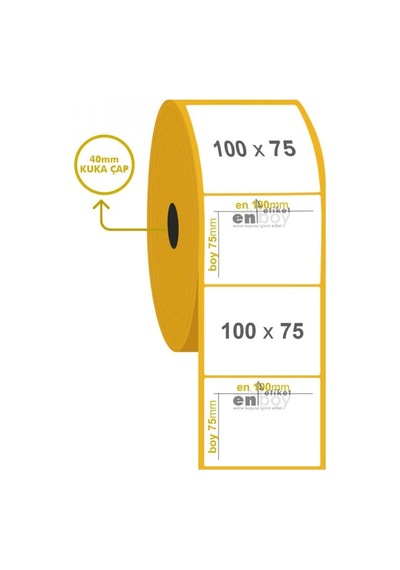 100MM X 75MM Kuşe Etiket 600'lü 10 Rulo
