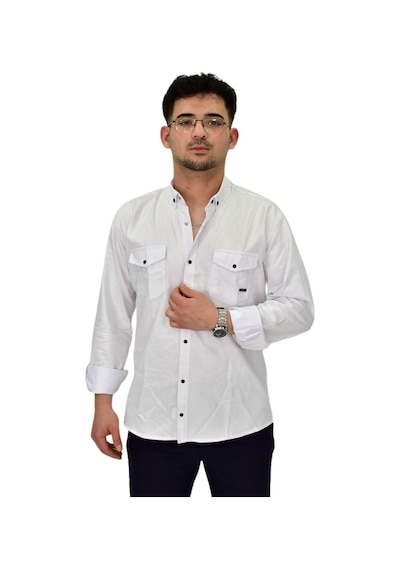 Erkek Spor Likralı Gömlek Bgl-st04343 Beyaz