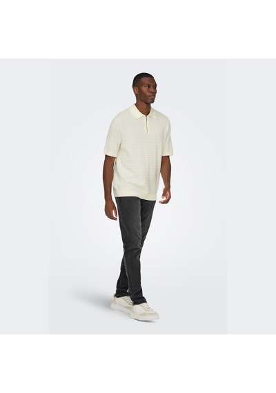 Only & Sons Manu Strcuture Erkek Krem Polo Tişört 22038171-ert