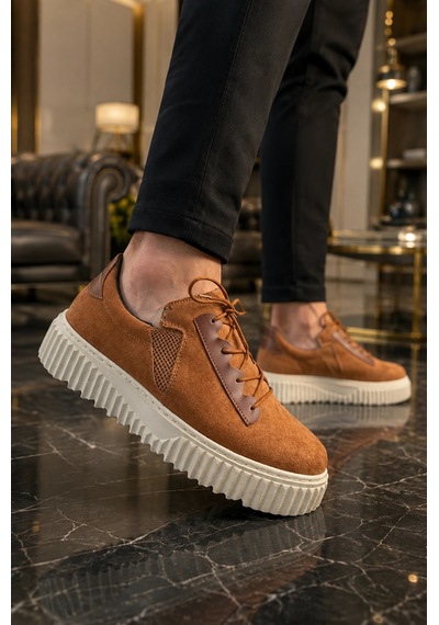 Mevese Dlob Erkek Bağcıklı Süet Günlük Casual Spor Sneaker Ayakkabı - Taba