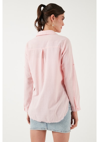 Lela Pamuklu Regular Fit Cepli Bayan Gömlek Cf25S16992 Açık Pembe