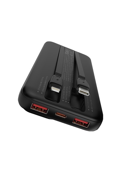 Recci Rpb-p67 Pd 20w Dijital Led Gösterge Type-c Ve Lightning Kablolu Powerbank 22.5w 10000mah Siyah Siyah