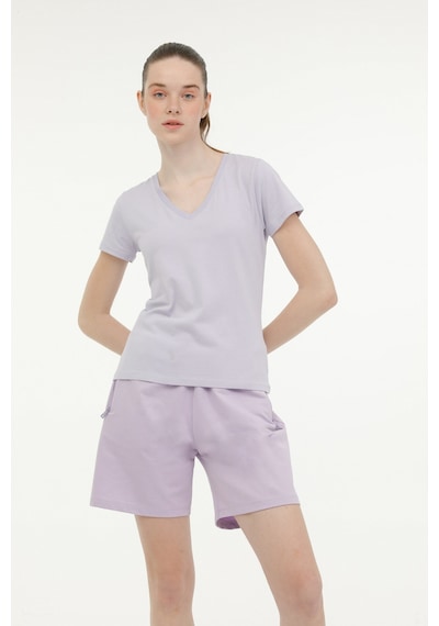 Lumberjack W-ct130 Basıc V Neck T-sh Lila Kadın Kısa Kol T-shirt 000000000101344084 Mor
