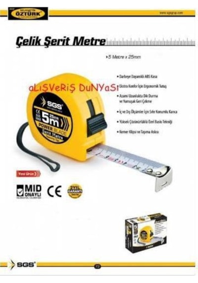 Sgs Öztürk 5x25 MM Çelik Şerit Metre