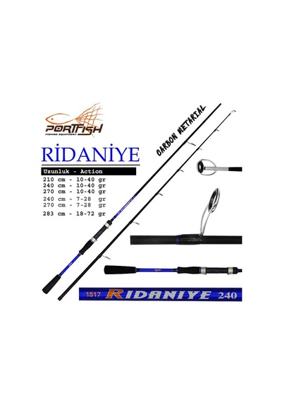 Portfish Ridaniye 210 Cm 10-40g Atarlı Karbon Spin Olta Kamışı